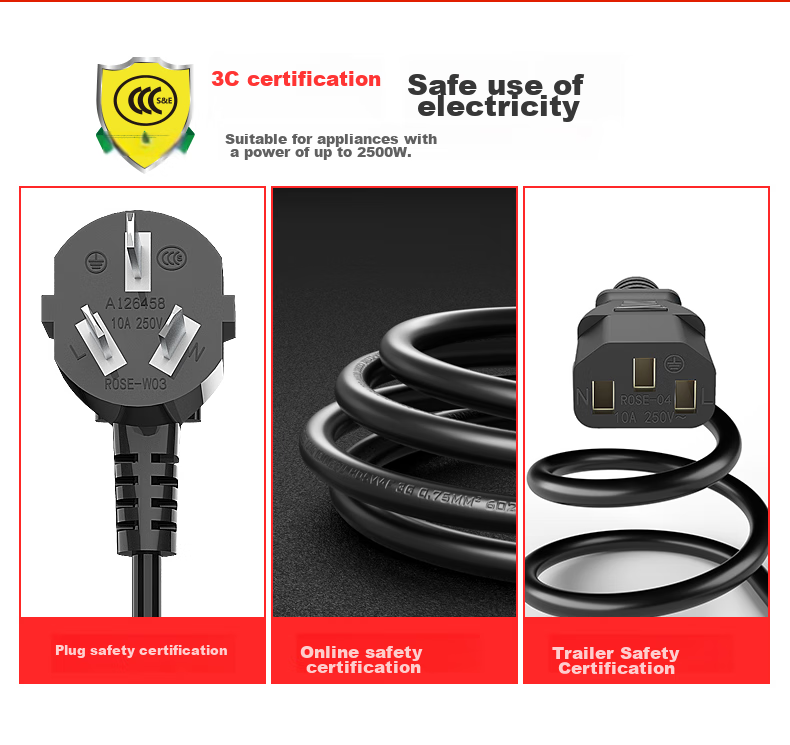 Elei Computer Power Cord, 1 Meter, National Standard Three-Prong Universal, Suitable for Rice Cookers, Desktop Computers, Monitors, Printers, Power Connection Cable, Adapter Plug 2
