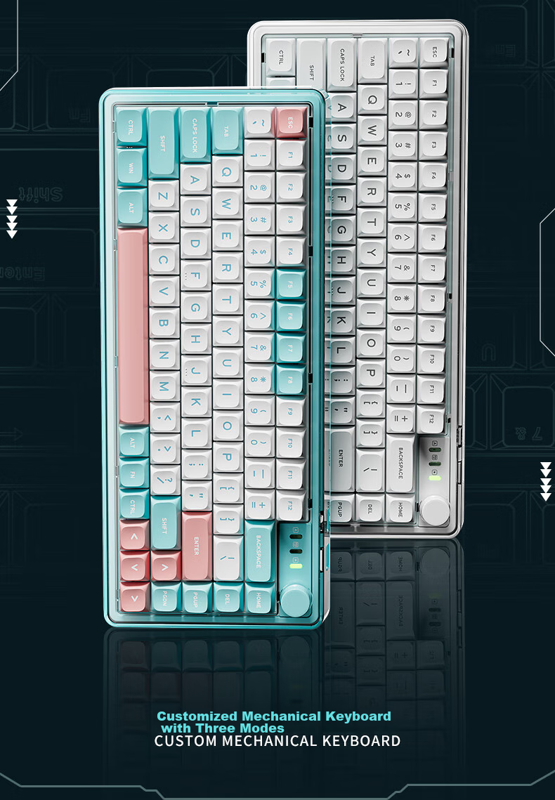 EWEADN V82pro Small Ice Sugar Wireless Bluetooth Tri-Mode Custom Mechanical Feel Keyboard, 82 Keys, for Office, E-Sports Gaming, Laptop Peripherals, Ivory White Wind Chrysanthemum Switch 2