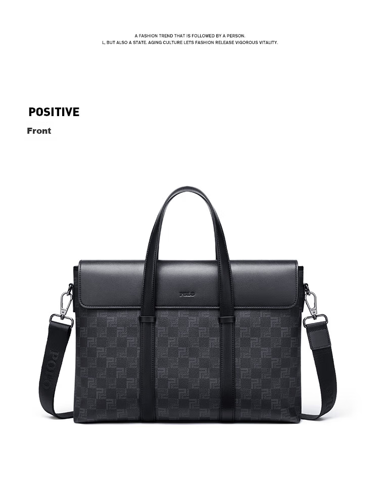 POLO Briefcase, Men's Business Handbag, 16-Inch Laptop Bag for Men, Commuter Shoulder Bag, Durable Crossbody Bag for Me 16