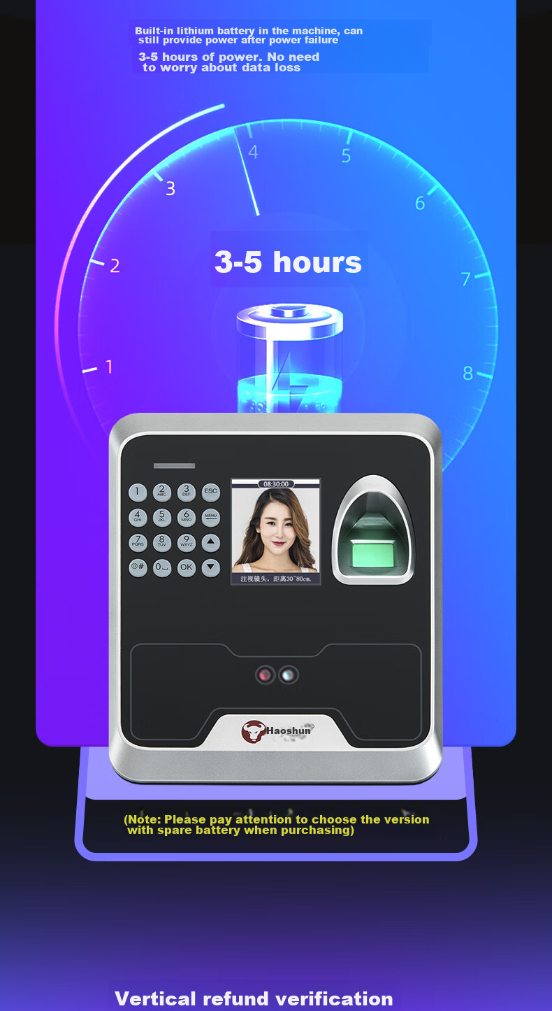 Haoshun (Hysoon) Smart Cloud Attendance Machine, Time Clock with Facial Recognition And Fingerprint, Wi-Fi Connected Attendance Machine, Remote Online Management, C39TW-BS 19