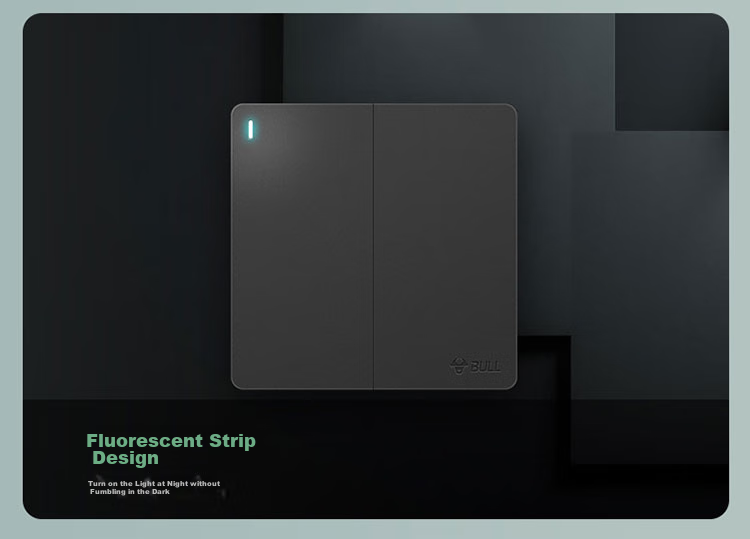 BULL Switch Socket G12 Series, Two-Way Double Control Large Panel Switch, G12K212, Space Gray, Concealed Installation, Child Protection Door 18