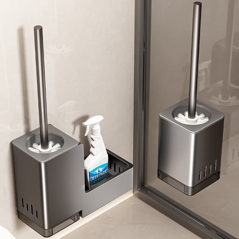 Baihan Round-Head Toilet Brush Set, Wall-Mounted Or Floor-Standing, No Dead Angles