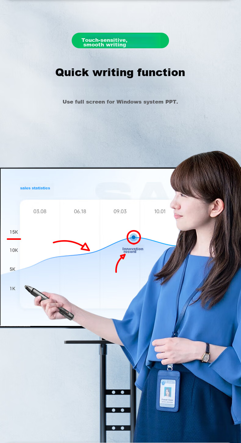 BIAZE Red Light PPT Page-Turning Pen with Touch Control And Writing Function, Laser Pointer for Teachers, Projection Remote Control Pen, Multimedia Presentation Tool, Demonstrator, AA Battery Model Suitable for Seewo Whiteboard 6