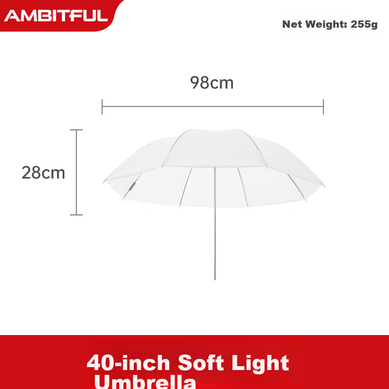 AMBITFUL Soft Light Umbrella 40-Inch Studio Soft Light Umbrella, Reflector Umbrella, Photography Umbrella, ID Umbrella, Studio Umbrella, Portrait And Still Life Soft Light Photography Umbrella, Light Blocking Umbrella