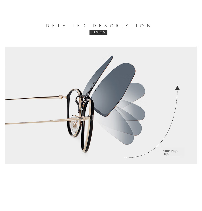 HELEN KELLER Sunglasses Clip, Geometric Large Frame Glasses Clip, Driving-Specific Myopia Sunglasses Clip HP823C5 6