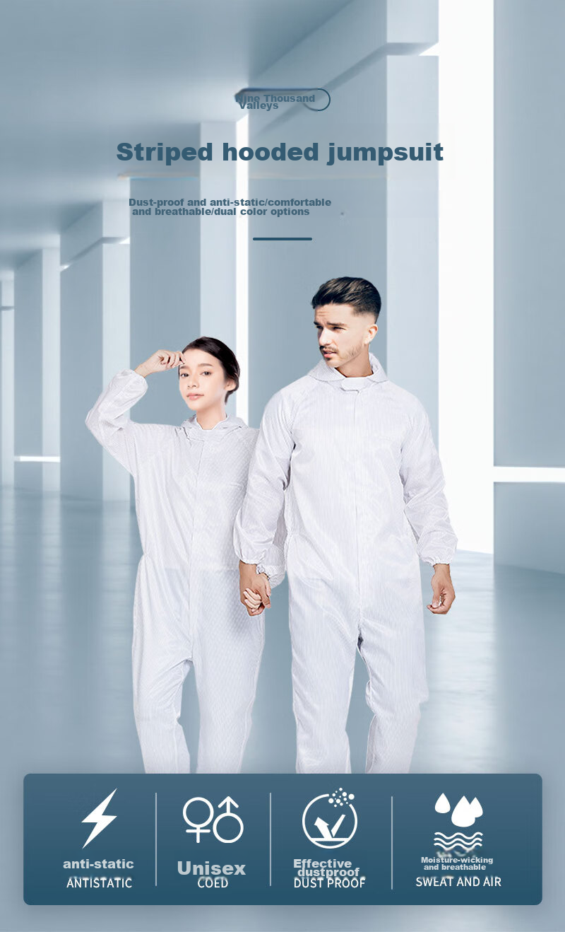 Jiuqiangu Antistatic Suit, Clean Room Coverall, Full-Body Dustproof Workwear for Men And Women, Customizable, Blue, 3XL 1