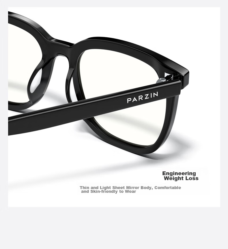 PARZIN Prescription-Ready Glasses Frame, Acetate Square Frame for Men And Women, Versatile Daily Wear, Easy to Match, Face-Slimming Black Frame, 15858 6