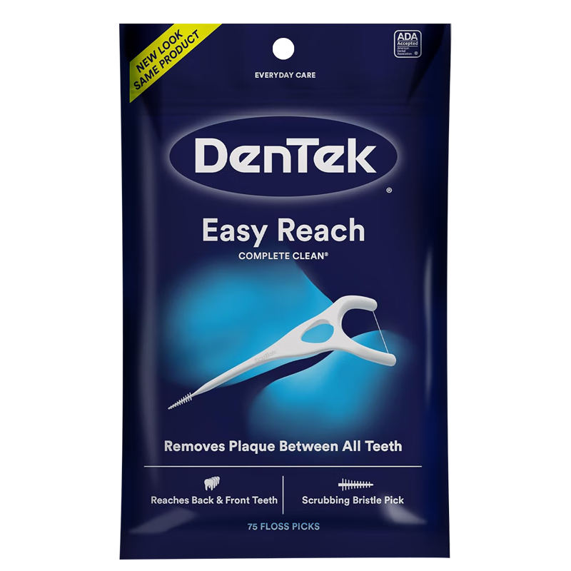 Detaike DenTek Dental Floss Picks, 75 Pieces, Y-Shaped, for Back Teeth And Whole Mouth Cleaning, Round Threaded Toothpicks, Ultra-Thin Mint Flavor