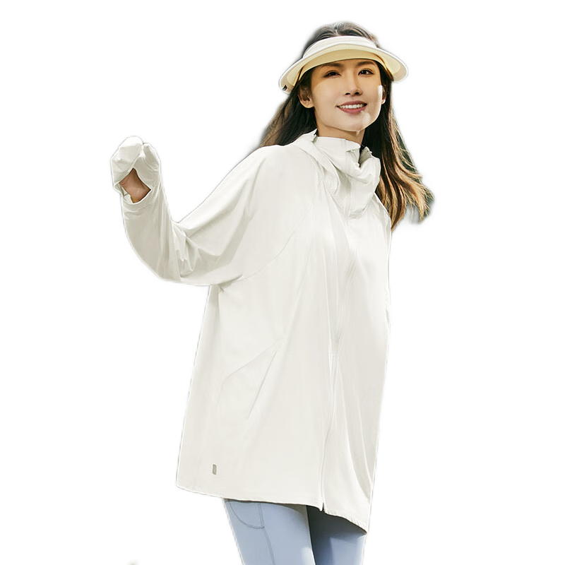 TECTOP Outdoor Sun Protection Jacket for Women, UV-Resistant Summer Breathable Windbreaker Coat 2422144FS Women's Model, Pure Moon White, 2XL