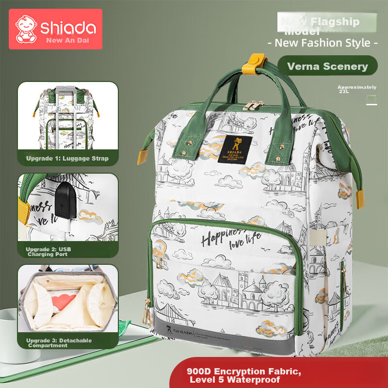 Рюкзак для мамы Xinandai Mimi Bag, вместительный, многофункциональный, для путешествий, легкий, удобный, для хранения грудного молока, дизайн "Ветер и пейзаж"