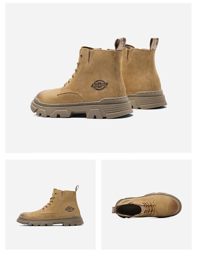 Dickies Men's High-Top Martin Boots, Thick-Soled Boots, Trendy Boots for Men And Women, Work Boots, Camel Color, Size 40 19