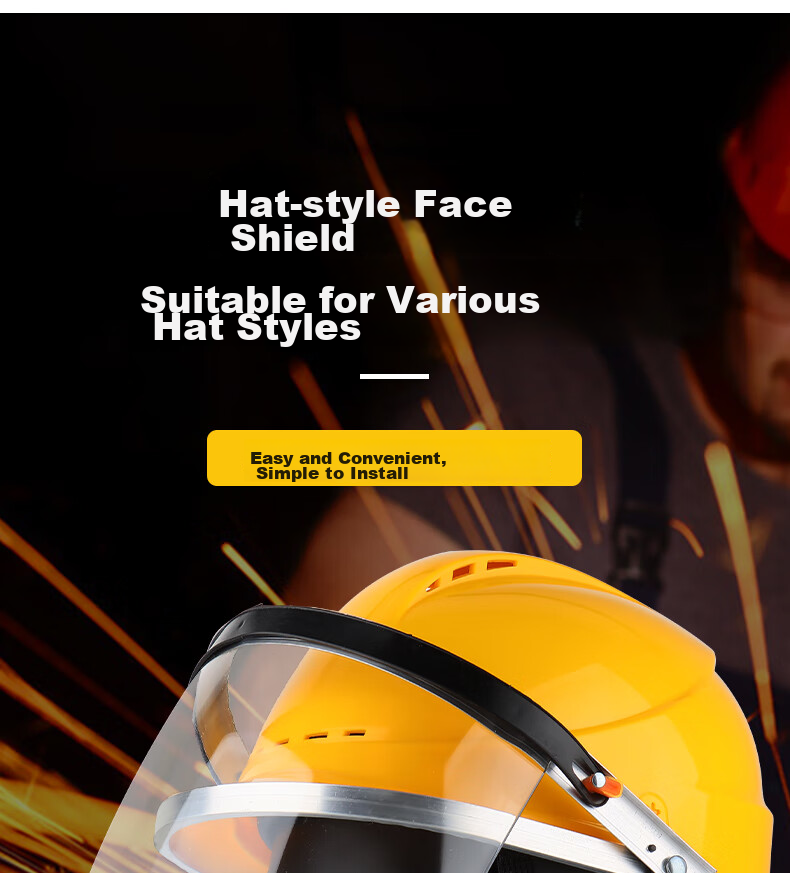 Geermu Safety Helmet with Face Shield for Construction Sites, GM793 Yellow, Worker Construction ABS Hard Hat, Breathable, Factory Direct Customizatio 4