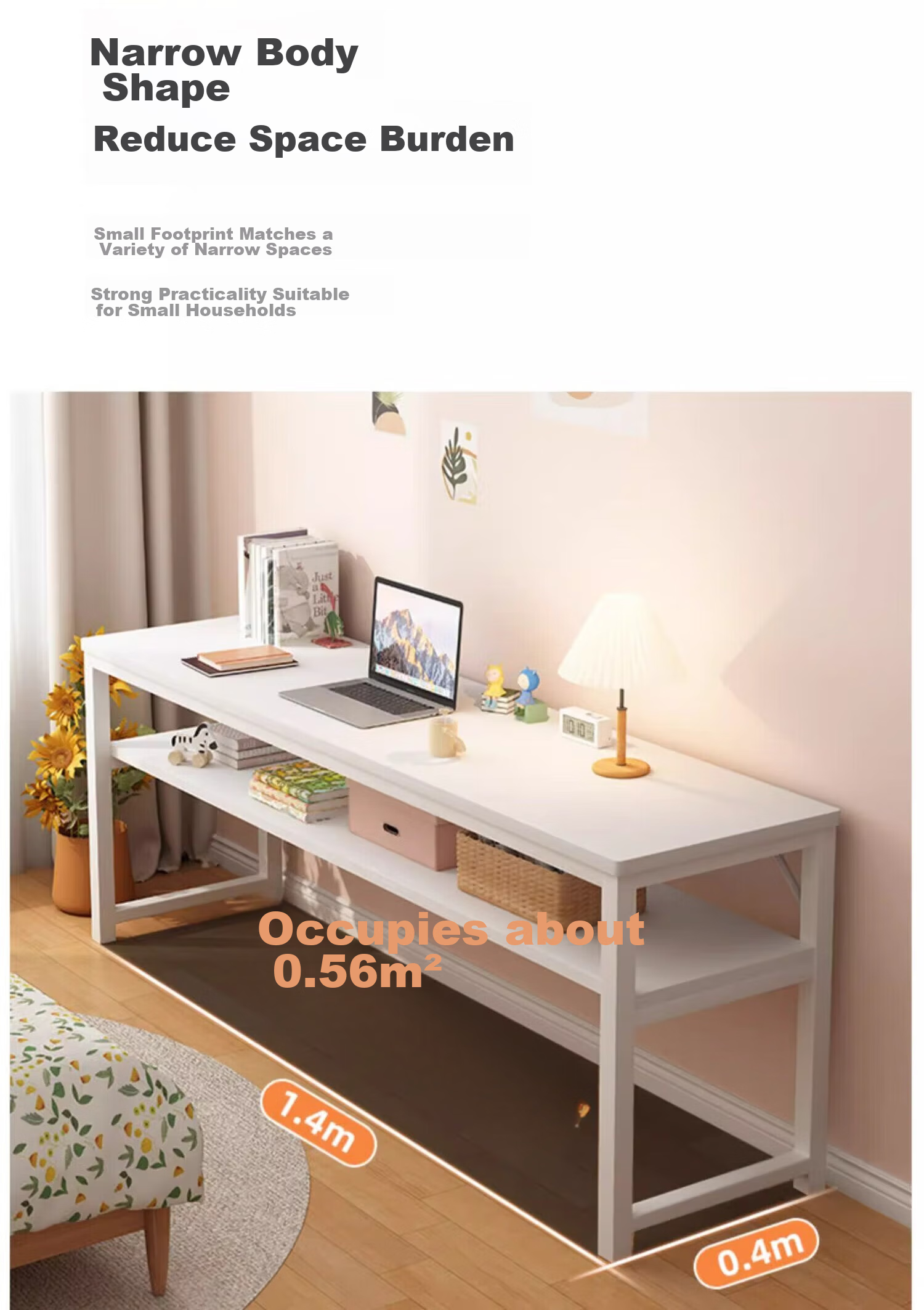 Quanpinwu Computer Desk, Long Table, Simple Desk, Bedroom Study Table, Writing Desk, Narrow Desk, Office Workstation, Bedside Small Table 1