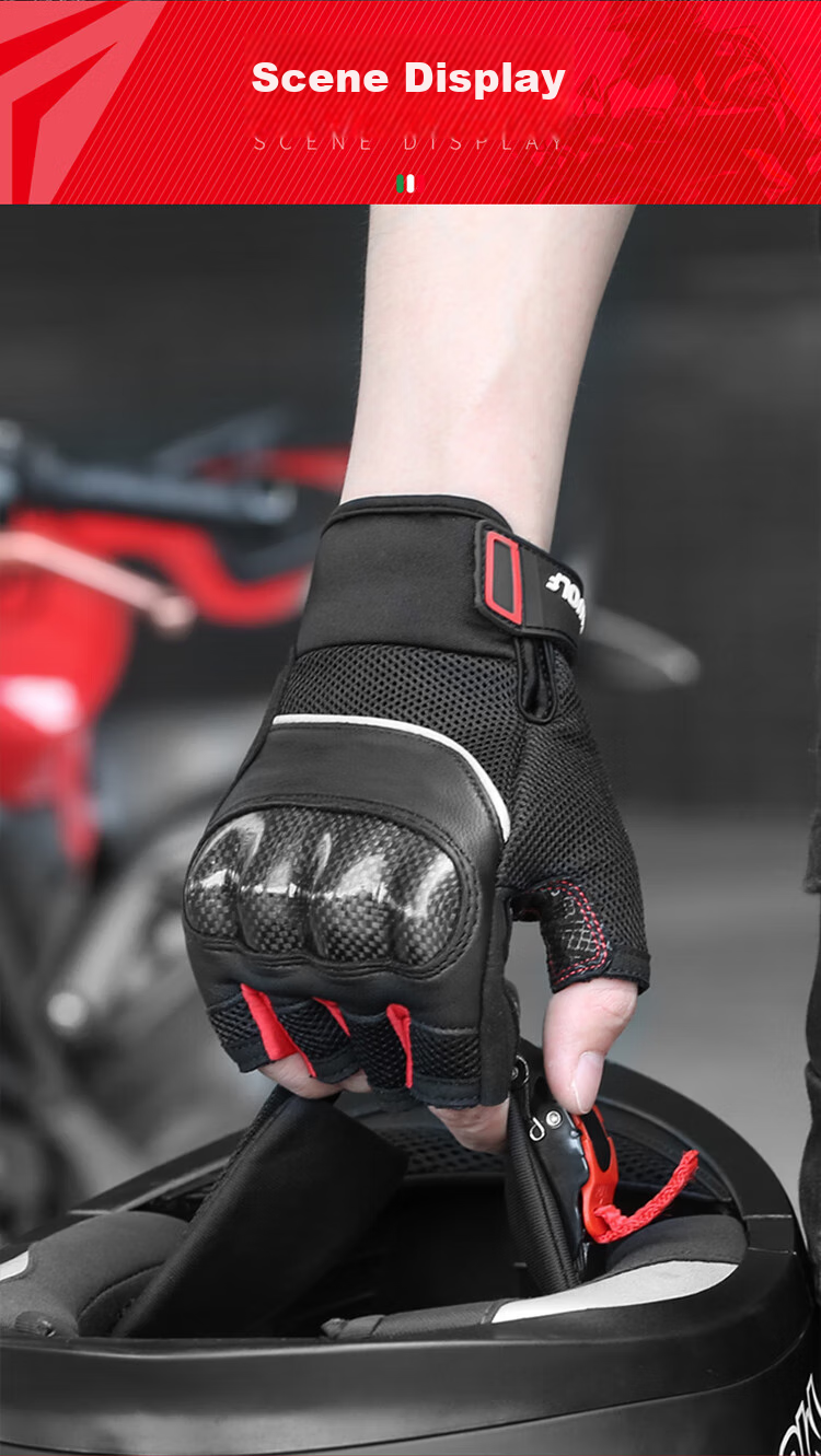 MOTOWOLF Motorcycle Gloves Half Finger Carbon Fiber Summer Breathable Riding Motorbike Anti-fall Knight Gear Unisex 11