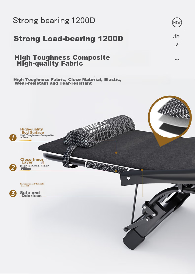 Nanjiren Folding Bed Lounger Single Office Nap Military Cot Companion Care Bed with Comfortable Soft Cotton Pad 8
