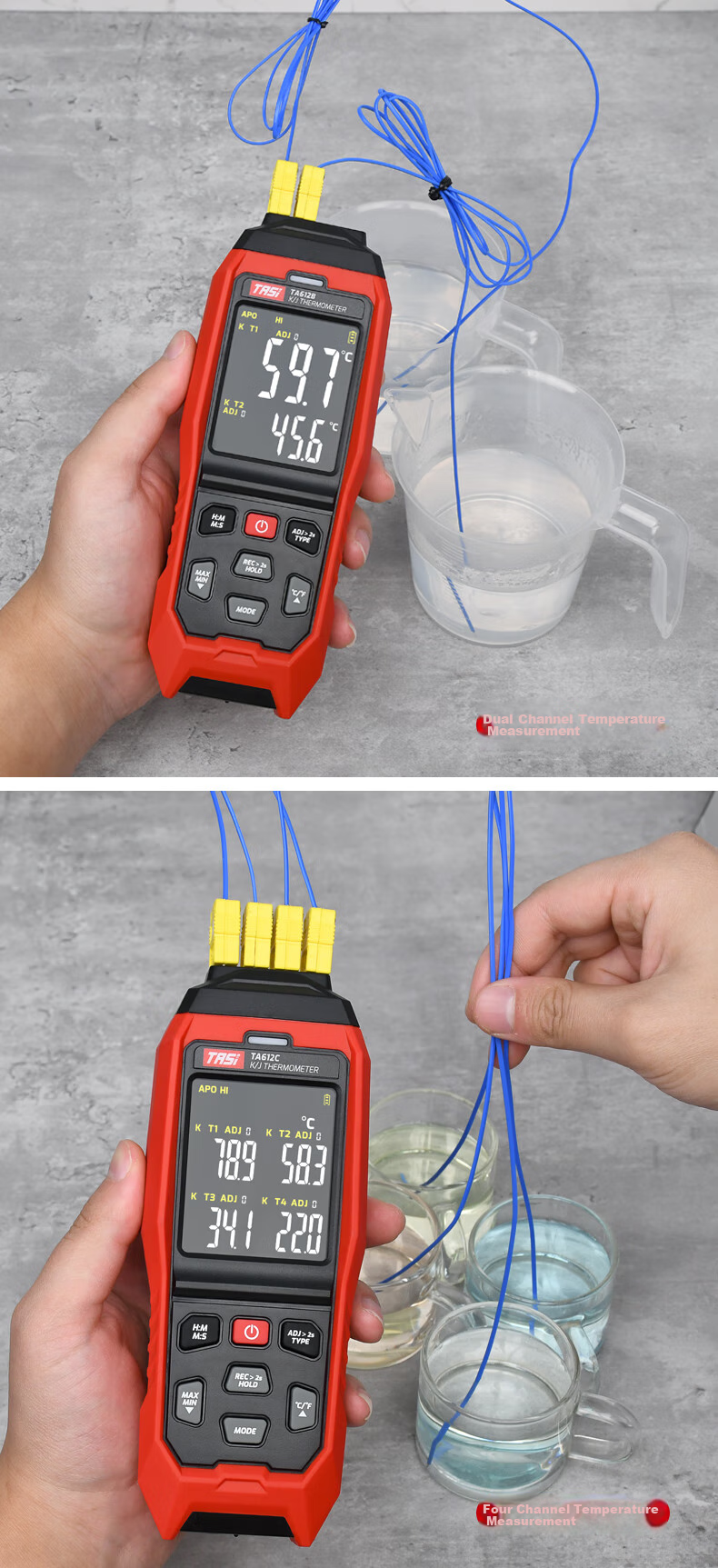 Teans Thermocouple Temperature Meter Multi-Channel Temperature Tester Recorder Contact Thermometer TA612C 11