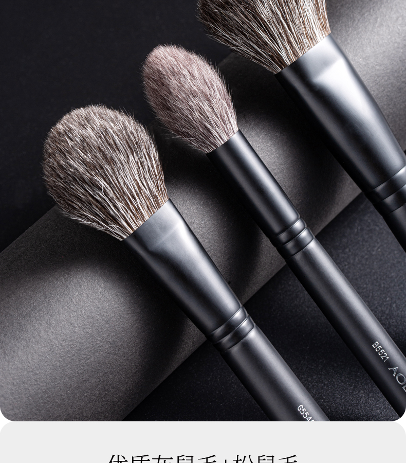 AOLANLA Premium Gray Mouse Hair Makeup Brush Set, 9 Pieces, All Animal Hair Beauty Tools Gift Box, Birthday Present for Wife 5