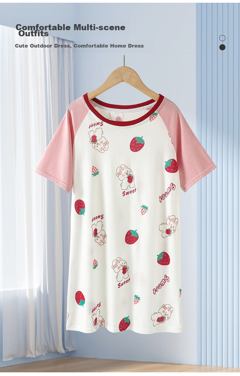 Langsha Girls' Nightdress Children's Sleepwear Summer Thin Cotton Short Sleeve Dress Homewear for Big Kids Baby 160 11