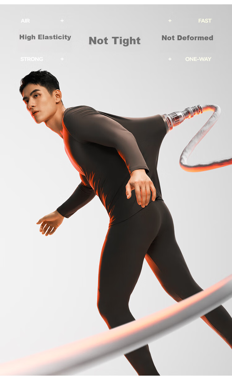 HLA [Chen Zheyuan's Choice] Thermal Underwear for Men, 230g Double-Sided Fleece, Antibacterial Heating Patch, Autumn Top And Bottom Set 25
