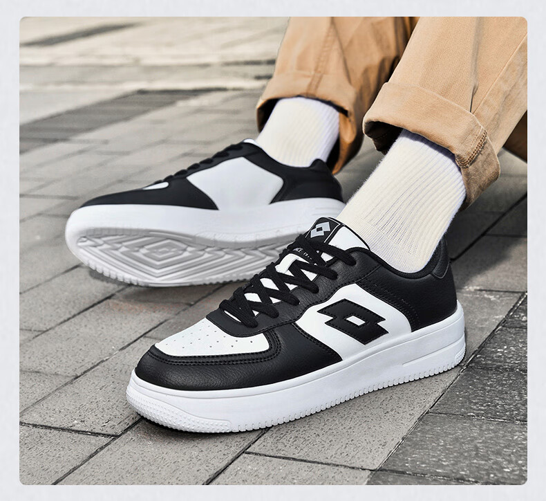 LOTTO Men's Skateboard Shoes with Shock Absorption And Rebound, Soft-Soled Lightweight Versatile Low-Top Casual Sneakers 8035 White/black 41 15