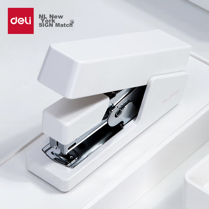 Deli Low-Force Stapler for Office Use, 30 Pages, Low-Force Stapler for Students, National Patent, Office Supplies, Ivory White NS081
