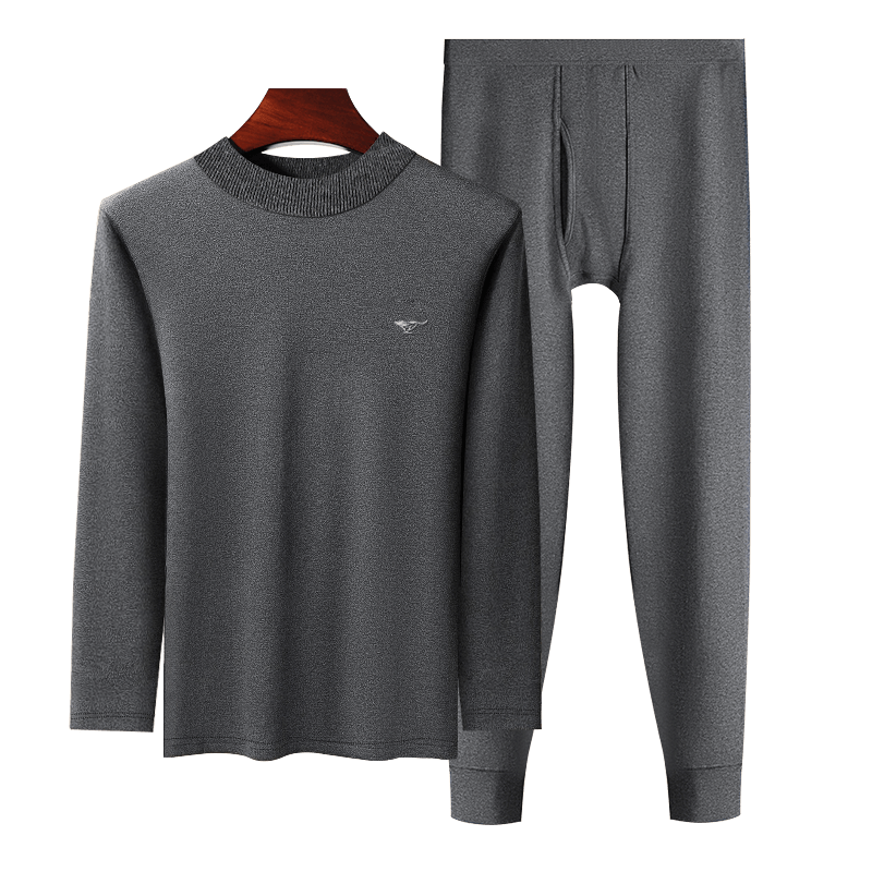 SEPTWOLVES Thermal Underwear for Men, Autumn And Winter Fleece-Lined Thickened Turtleneck Windproof Cold-Resistant Neck Protection Set for Middle-Aged And Elderly