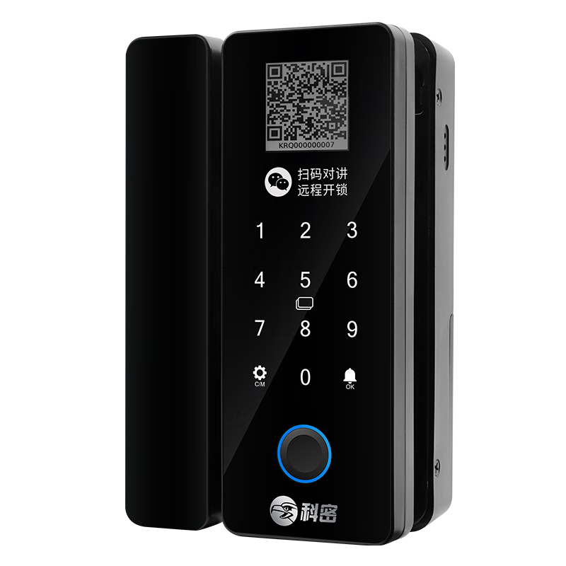 Kemi (Comet) Glass Door Fingerprint Lock, Smart Access Control Password Lock, Office Glass Door Lock without Drilling Or Wiring, Scan Code Video Unlocking, Mini-Program Attendance COM-139