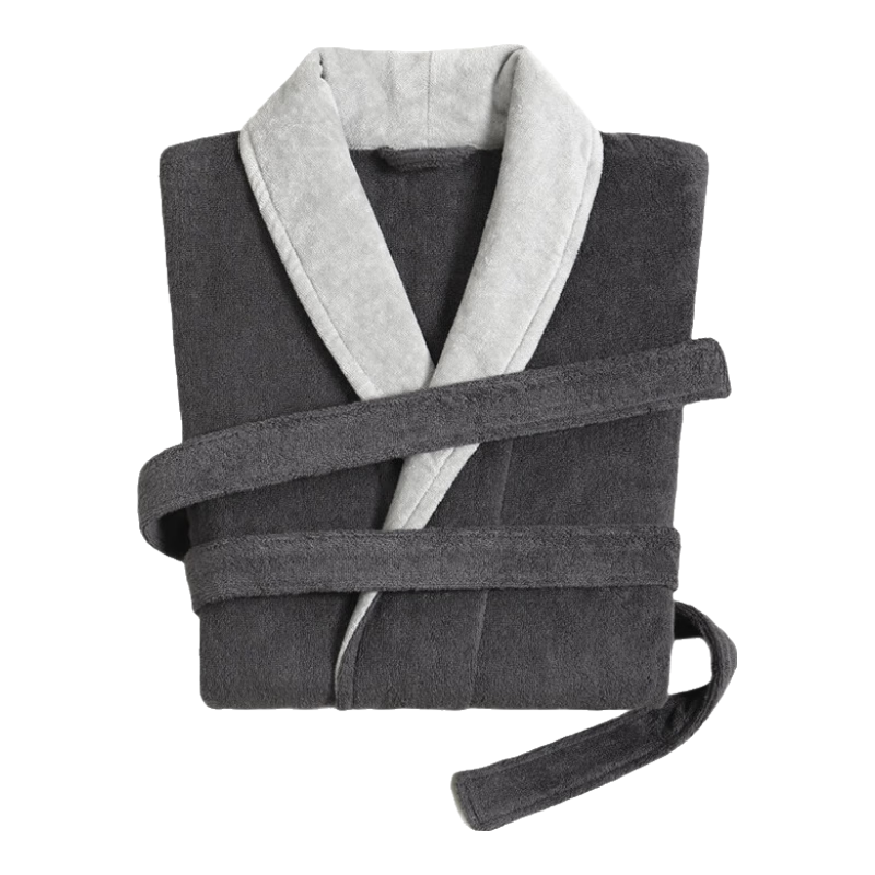 Canasin Five-Star Hotel Bathrobe, Unisex All-Cotton Towel Fabric Loungewear Bathrobe, Thickened Soft Absorbent, Gentleman Gray
