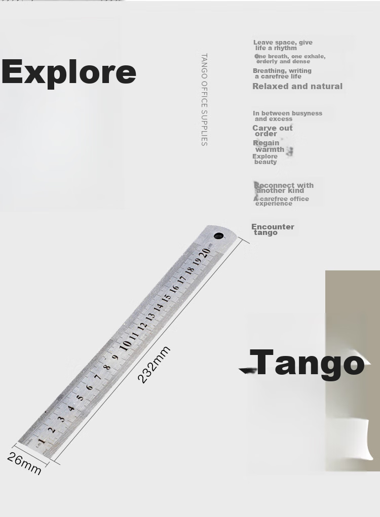 TANGO Office (TANGO) 30cm Stainless Steel Straight Ruler/students' Ruler Double-Sided Scale Measuring Drawing Ruler/tango Series Office Stationery 4