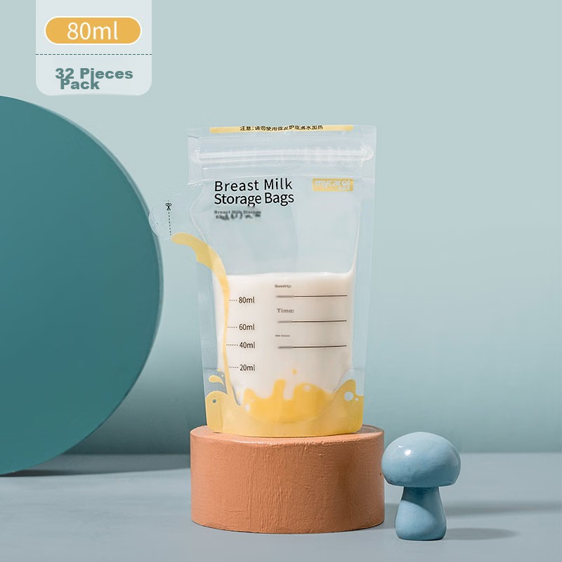 MyCarol Breast Milk Storage Bags, Disposable Milk Powder Dispensing Bags for Baby Food, 80ml*32 Pieces