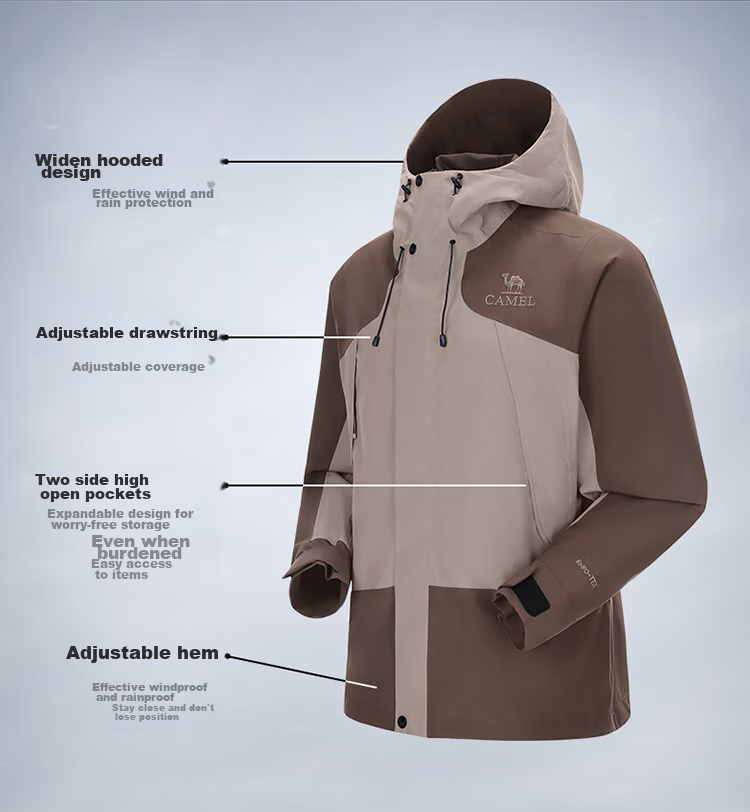 CAMEL Outdoor Hardshell Waterproof Jacket AK80 for Men, Heavy Rain Protection, Tibet Travel, Mountaineering Coat A14CATR722 5