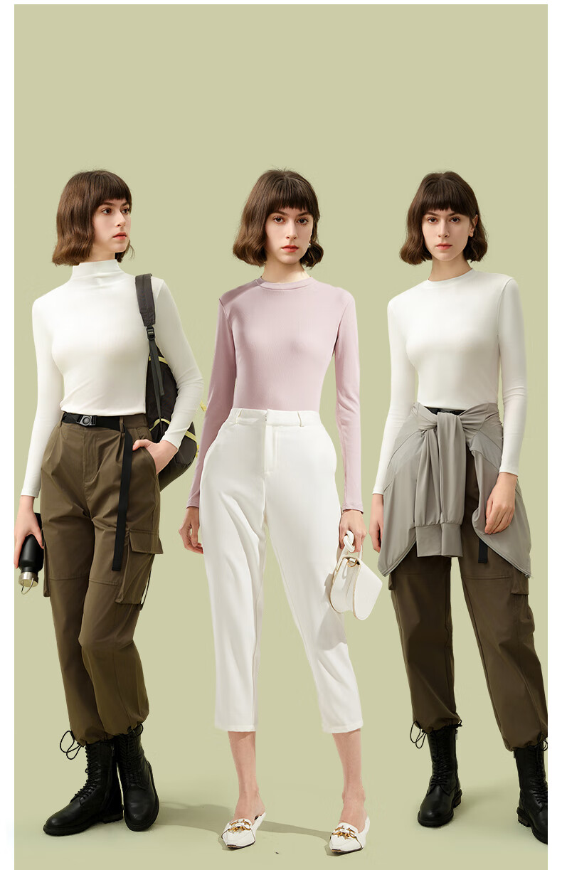 MONTAGUT Women's Mock Neck Base Layer, Slim Fit, Spring And Autumn Thin Style, Solid Color Long Sleeve Underwear, Modal Cotton Stylish Top 3