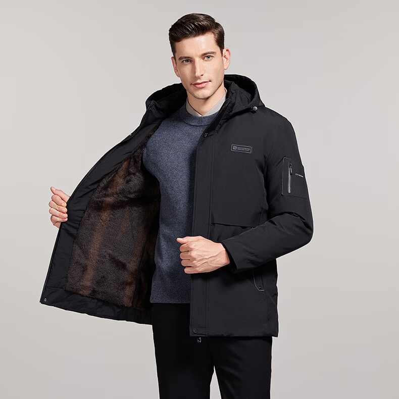 ROMON Cotton Jacket for Men, Autumn And Winter Warm Hooded Casual Outdoor Loose Puffer Coat MY401 Black 4XL 9