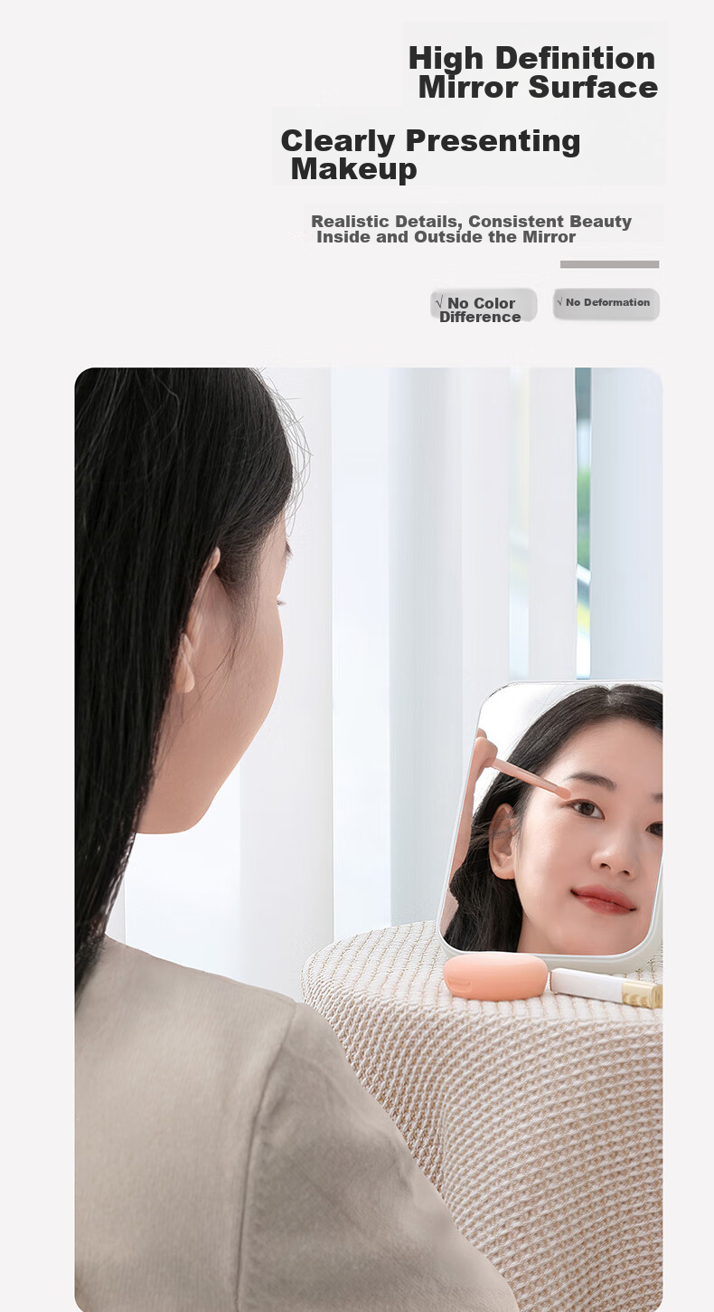 MINISO Simple Square Table Mirror, Makeup Beauty Mirror, Desktop Mirror, Princess Mirror, Birthday Gift for Girlfriend (White) 1