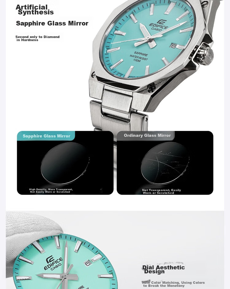 CASIO Men's Watch, EDIFICE Fashion Casual Quartz Watch for Exams, Japanese And Korean Style, Gift for Boyfriend, EFR-S108D 4