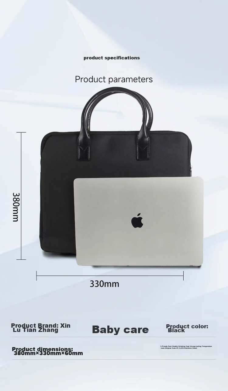 TANGO Office Supplies Handbag/conference Bag/business Bag/document Bag/laptop Bag/briefcase, Waterproof with Compartment, Leather, Exquisite Business Bag, Black 8