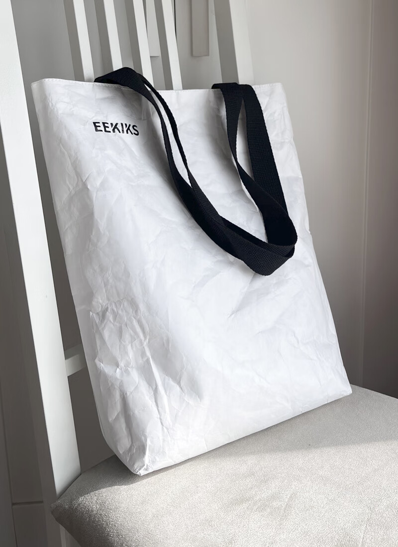 EEKIKS DuPont Canvas Bag, Fashionable Canvas Tote Bag, Storage Bag, Eco-Friendly Shopping Bag, Shoulder Bag, Handbag, White 4