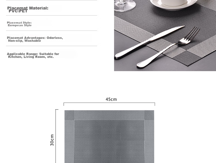 FOOJO Placemats, Wooden Dining Table Mats for Western Cuisine, Home Use Heat-Resistant Waterproof Oil-Proof Scald-Proof Table Mats, Simple Striped Design, 2 Pieces 5