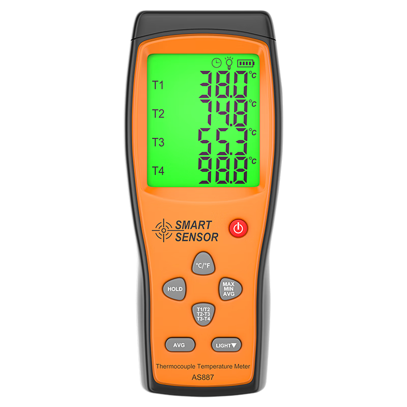 CEM AS887 Four-Channel Thermocouple Temperature Meter K-Type Thermocouple Probe High-Precision Thermometer