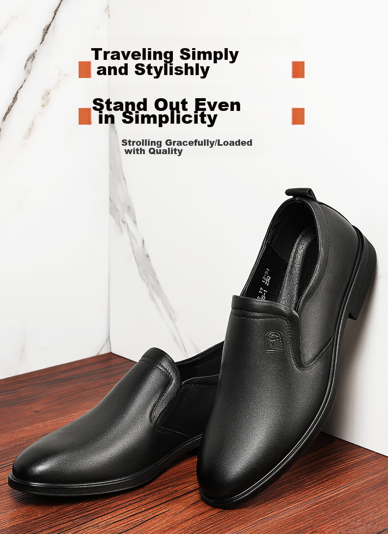 LAORENTOU Men's Leather Shoes, Top-Grain Cowhide Slip-On Business Casual Shoes Driving Shoes Loafers for Men A30305 Black 43 1