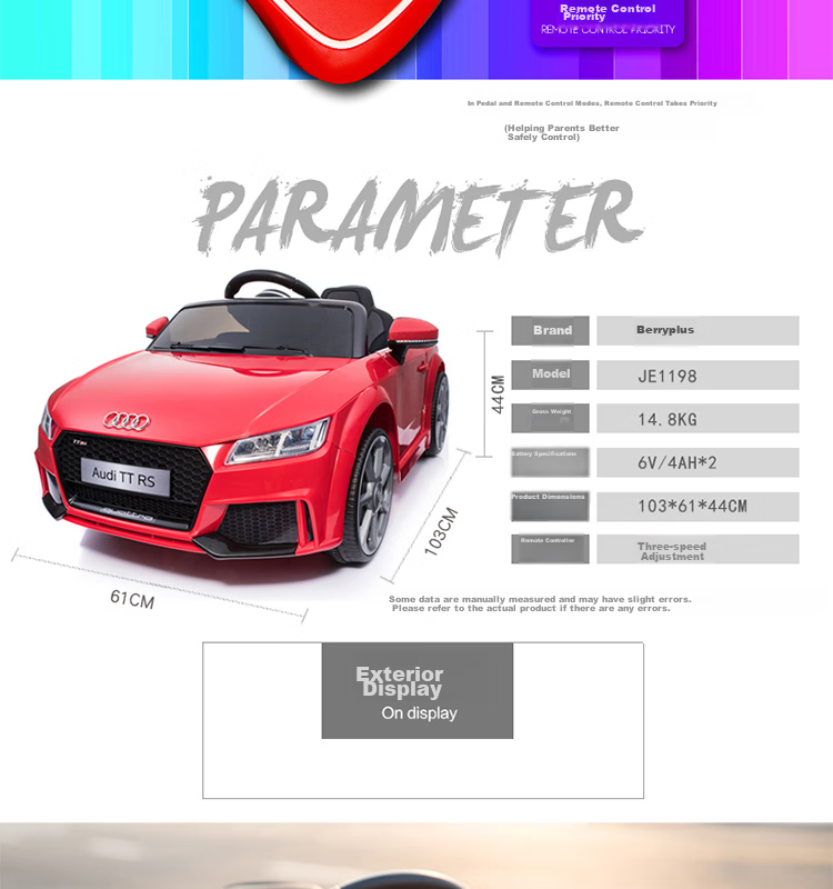 BeRica Electric Ride-On Car for Children, Audi Authorized Remote Control Toy Car for Boys And Girls, Rideable Vehicle, Baby Gift 19