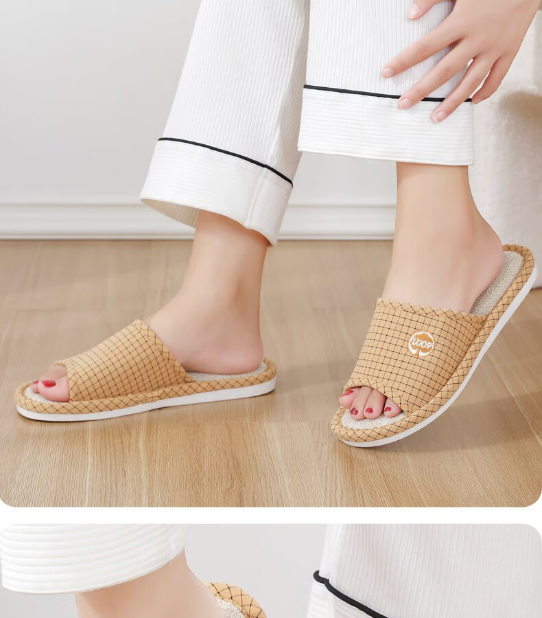 Huameijianbu Linen Slippers, Indoor Non-Slip, All-Season, Sweat-Absorbing, Breathable Cotton And Linen Slippers, HM6106, Gray, Size 42-43 22