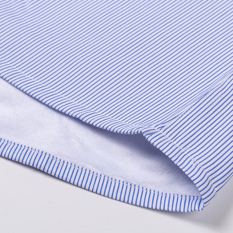 FIRS Men's Fleece-Lined Shirt Business Formal Thick Warm Blue Striped Fleece-Lined Shirt Size 40