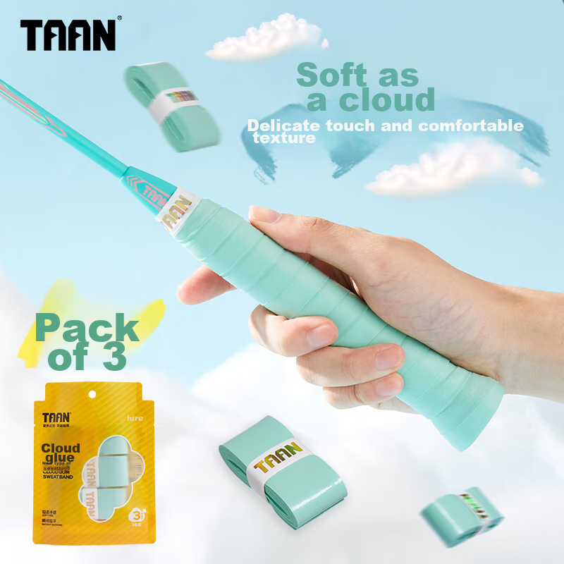 Taan Badminton Grip, Flat Micro-Grip, Sweat-Absorbing, Breathable, Cloud-Like Grip H19 Ti Lan, Three-Pack