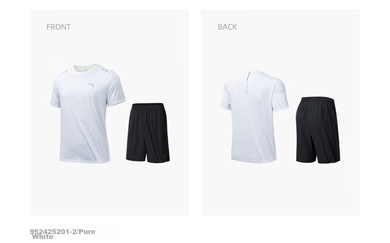 ANTA Fixed Tone Badminton Set | Quick-Dry Two-Piece Men's Summer Moisture-Wicking Breathable Sports Casual T-Shirt and Shorts 33