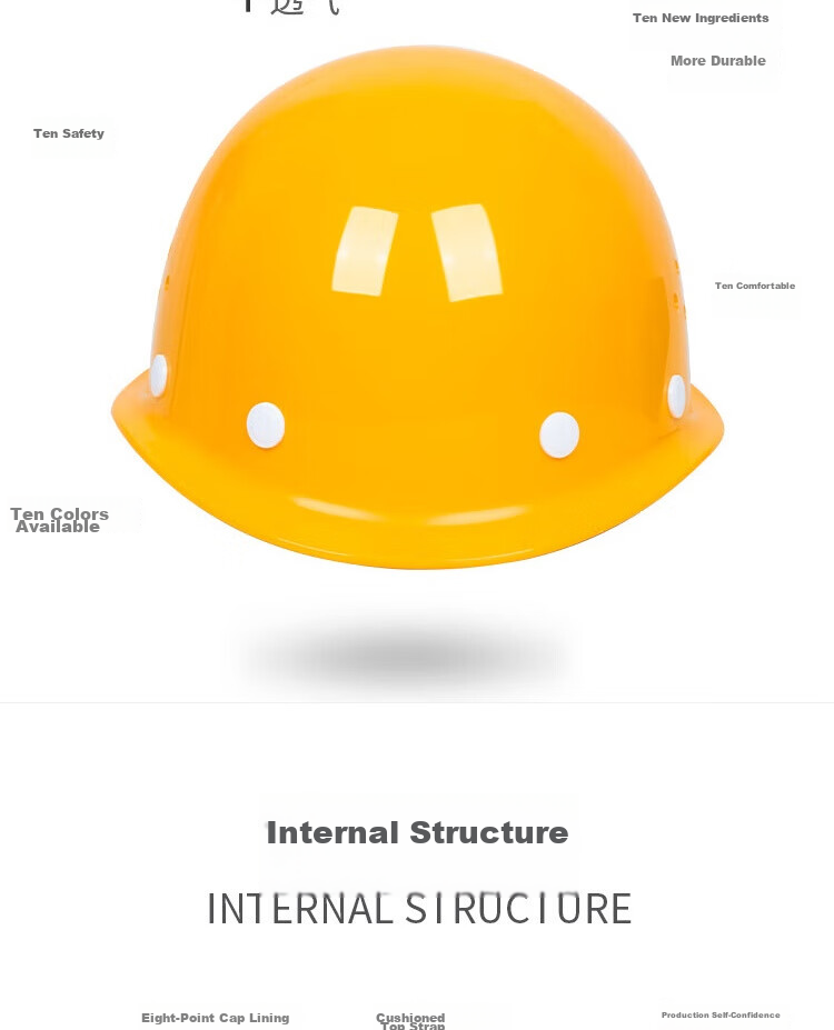 Dunshou Safety Helmet, Industrial Hard Hat, Impact-Resistant And Breathable, Round Yellow 6