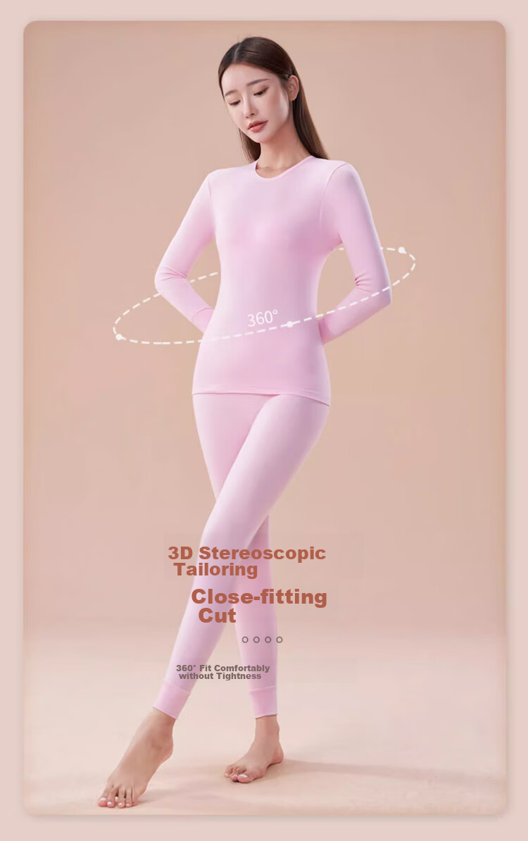 LangSha Women's Pure Cotton Autumn Underwear Set, 7A Antibacterial And Anti-Mite Round Neck Thermal Underwear, Thin Cotton Sweater Base Layer 7
