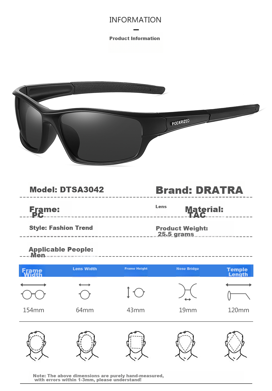 DRATRA Polarized Sunglasses for Men, Driving Cycling Golf Sports Sunglasses with Prescription Lenses Available 10