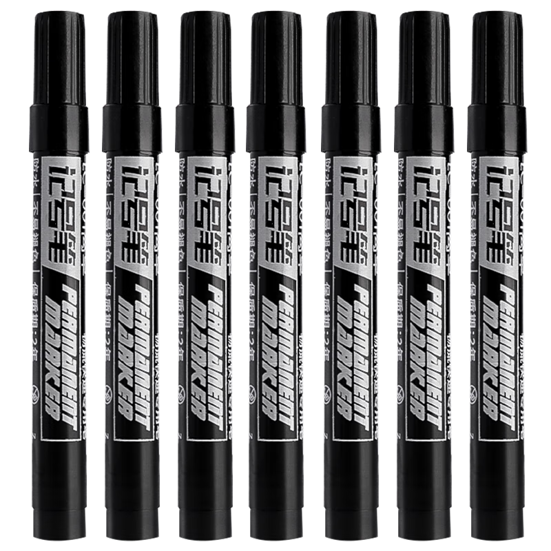 Licao 3mm Thick Tip Marker Pens, 50-Pack, Black, Waterproof Quick-Drying Oil-Based Pens for Logistics And Express Delivery Marking, Large Double-Ended Outline Pens for Painting