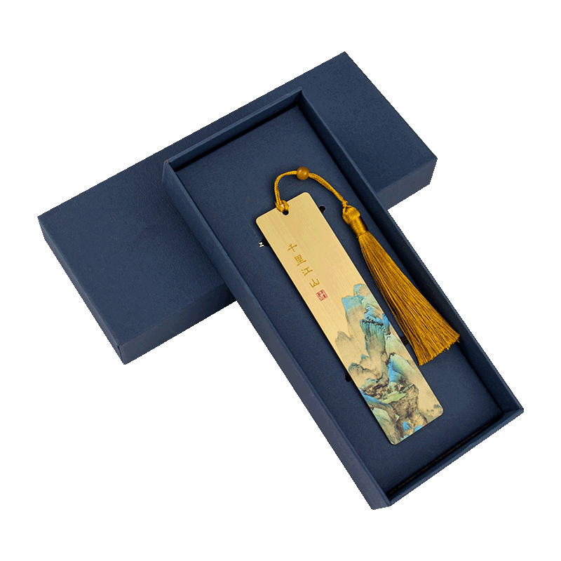 TIANSE Qianli Jiangshan Brass Bookmark Gift Box, Chinese Style Travel Souvenir, Gift for Teachers, Metal Forbidden City Cultural And Creative Ancient Style Companion Gift, Birthday Present TS-5894